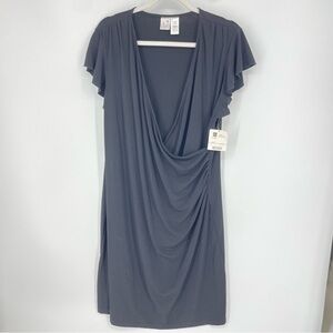 Duo Maternity Little Black Dress wrap ruched Sz XL 16-18